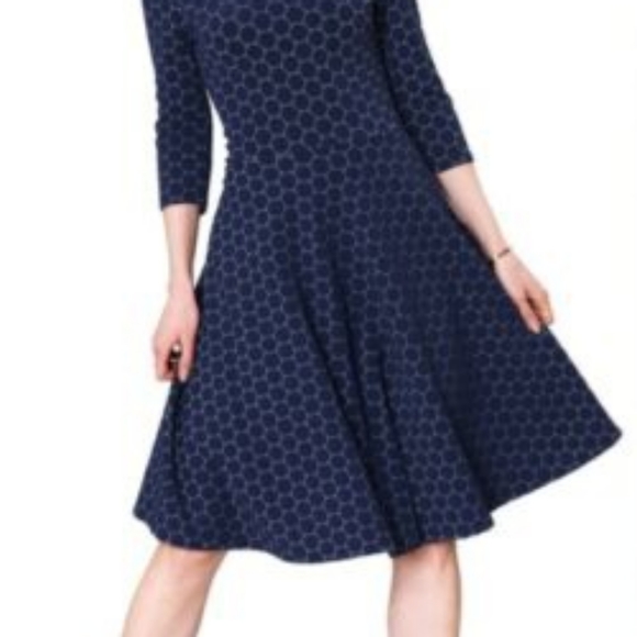 Leota Luxe Jacquard Navy Circle Dress - Picture 2 of 7